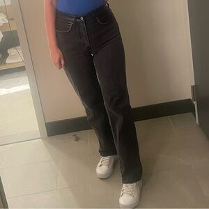 Abercrombie & Fitch Women's Dark Gray Straight Leg Jeans